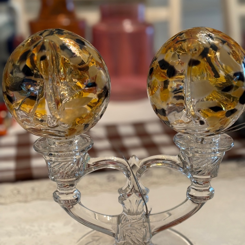 Pair of hand blown Witches Balls